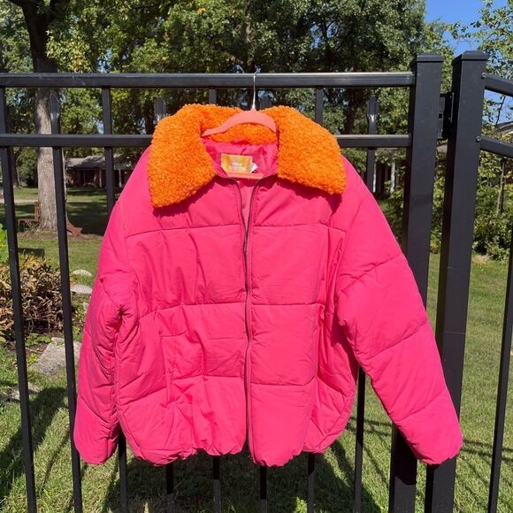 Urban Outfitters Duckie Faux Shearling Collar Puffer Jacket NWT - Picture 4 of 9